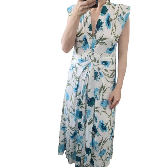 Diane Von Firstenberg DVF Floral Midi Dress 4 Cocktail‎ Wedding Party Vacation - Picture 1 of 9